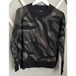 Athleta Women's XS Jacquard Crew Merino Wool Blend Sweater Animal Print